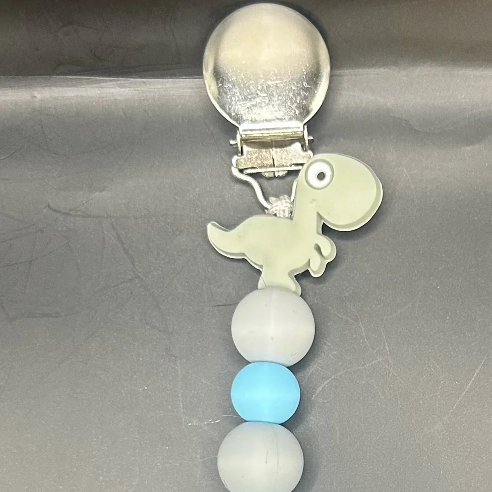 Dinosaur silicone Pacifier Clips - qty 1